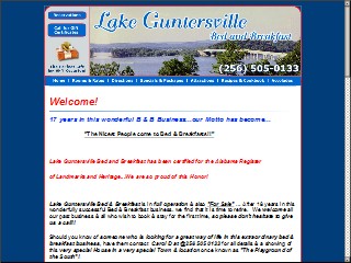 Web site www.lakeguntersvillebedandbreakfast.com, Bed & Breakfast Lake Guntersville